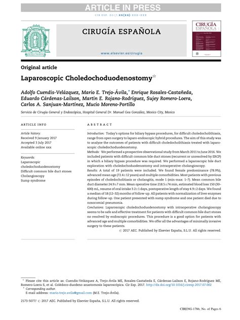 (PDF) Laparoscopic Choledochoduodenostomy