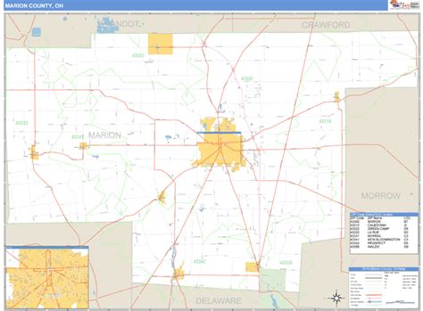 Marion County, Ohio Zip Code Wall Map | Maps.com.com