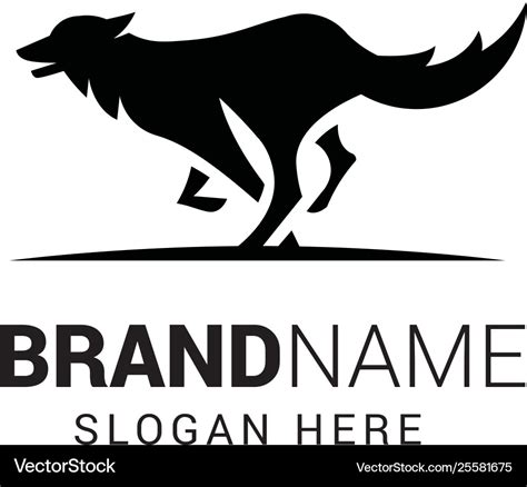 Running wolf logo template isolated on white Vector Image