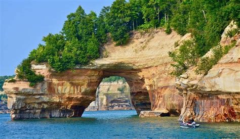 Exploring PIctured Rocks National Lakeshore on a trip to Michigan