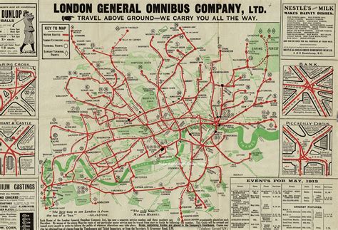 London General Omnibus Company - London bus route map, 1912 - a photo ...