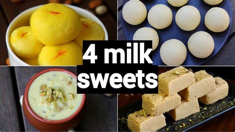 4 simple milk sweet recipes | simple milk dessert recipes | instant ...