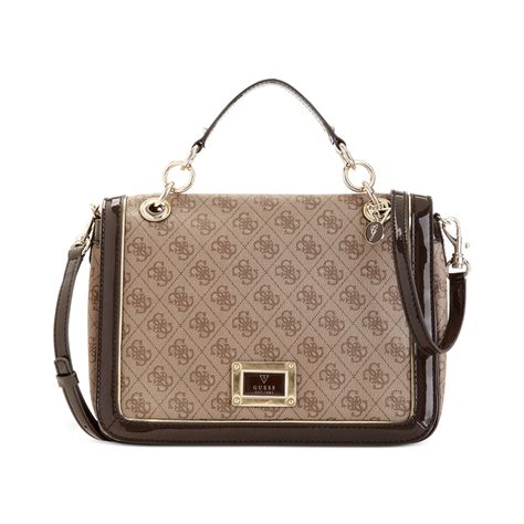 Guess Guess Handbag Reama Top Handle Flap Shoulder Bag in Brown | Lyst