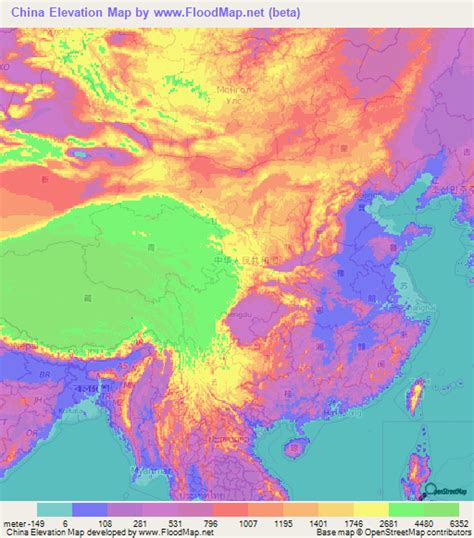 China Elevation and Elevation Maps of Cities, Topographic Map Contour