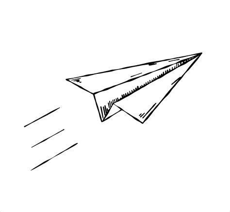 Paper airplane. Sketch Flying plane. Doodle outline illustration ...