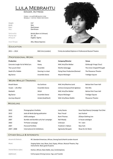 50 FREE Acting Resume Templates (Word & Google Docs) ᐅ TemplateLab