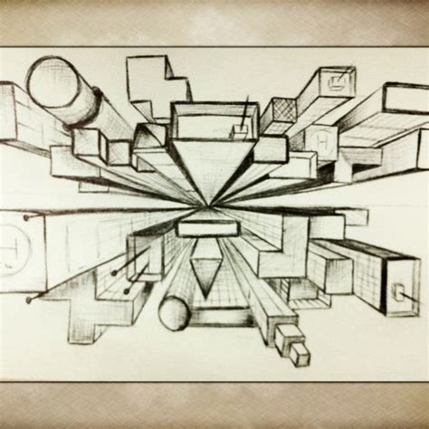 One Point Perspective Drawing Shapes