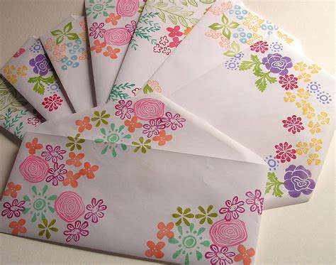 stamped envelope. Use markers to color the flowers on the rubber stamp ...