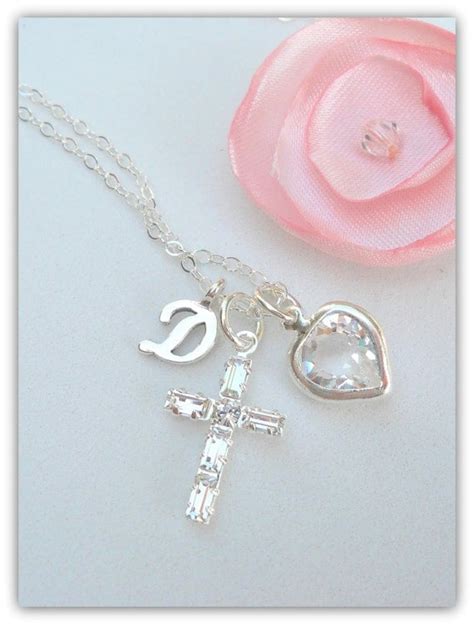 Cross Necklace Baptism Christening Necklace by MonkeysNMunchkins