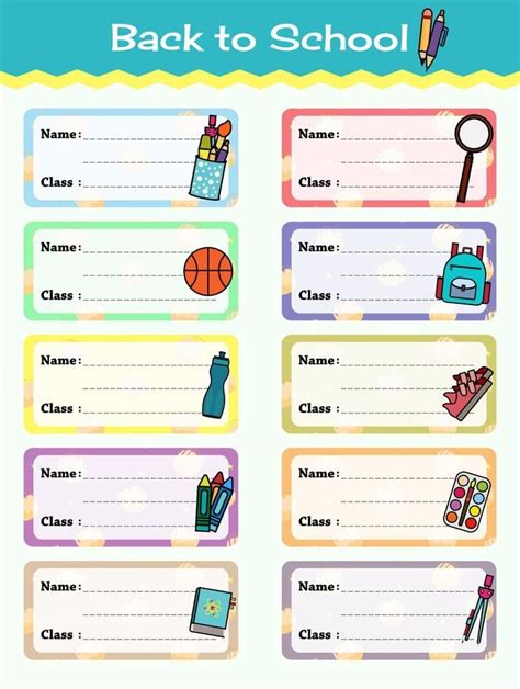 Download notebook labels vector template design school book labels ...