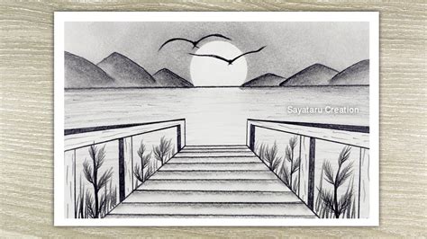 Easy Sunset Drawings In Pencil