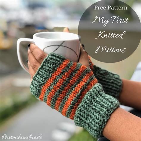 Knitted fingerless mittens pattern - free knitting pattern | Asmi Handmade