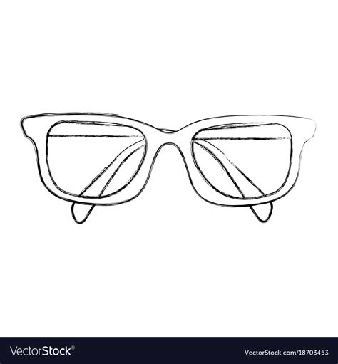 Sketch draw glasses cartoon Royalty Free Vector Image