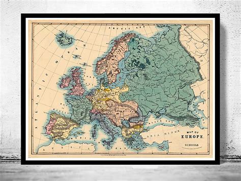 Old Map of Europe 1884 Vintage Map Wall Map Print - VINTAGE MAPS AND PRINTS