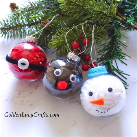 DIY Yarn-Filled Clear Ball Christmas Ornaments Idea