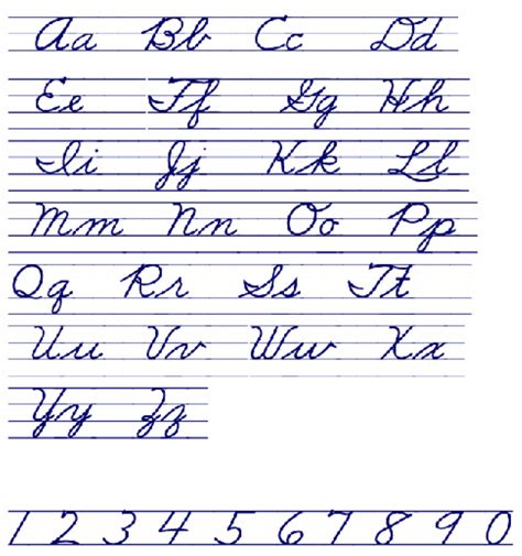 Cursive Alphabet Chart Free Printable – AlphabetWorksheetsFree.com