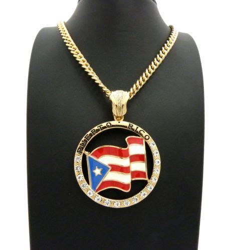 PUERTO RICO FLAG PENDANT CUBAN LINK NECKLACE | Cuban link necklace ...