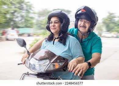 Happy Senior Indian Woman Wearing Helmet Stock Photo 2248456577 ...