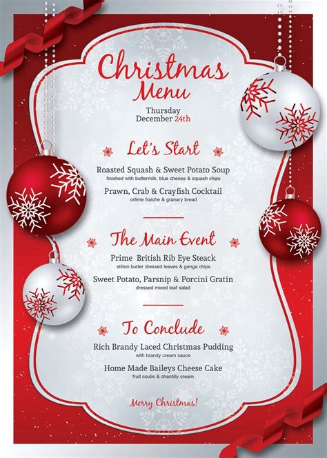 Christmas Menu Template V4 | Christmas invitations template, Christmas ...