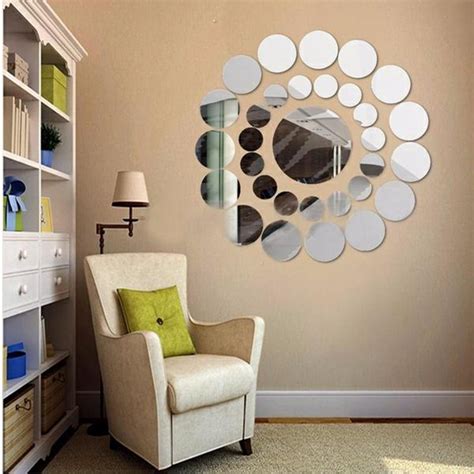 33Pcs 3D Round Mirror Wall Sticker Decor Decal Art Mural Home Bathroom ...