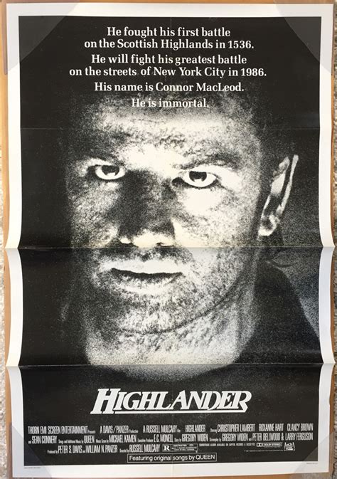 HIGHLANDER MOVIE POSTER 1 Sheet ORIGINAL FOLDED 27x41 CHRISTOPHER ...