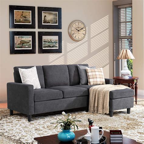 Walsunny Convertible Sectional Sofa Couch with Reversible Chaise, L ...