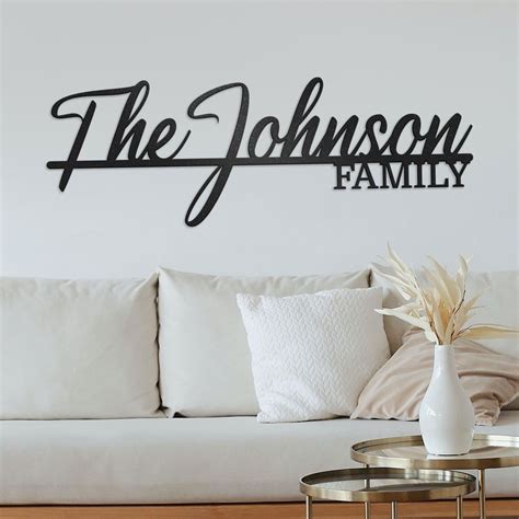 Family Name Metal Wall Art With Underline, Personalized Metal Sign ...