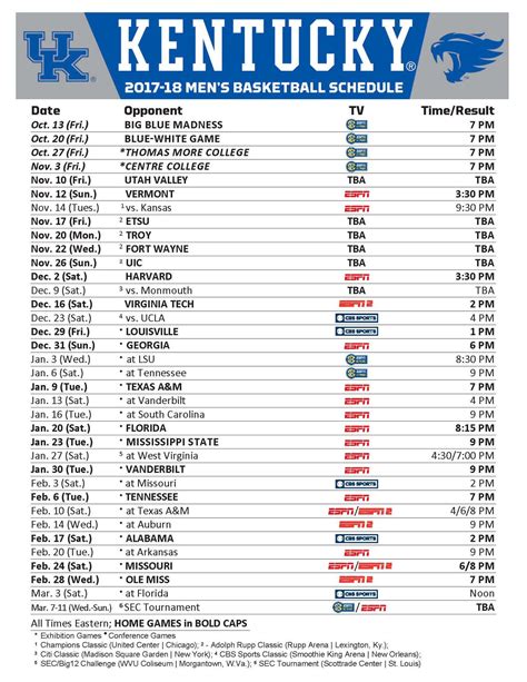 Kentucky Basketball Schedule 2023-24