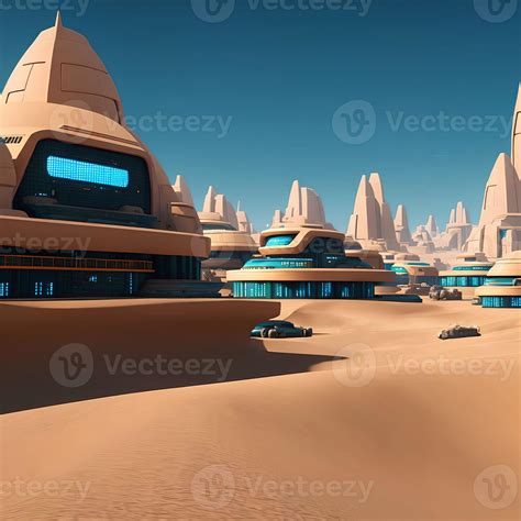 futuristic modern city building in sand desert, generative art by A.I ...