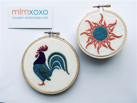 Rooster Embroidery PDF Pattern by Mlmxoxo. Modern Embroidery. - Etsy