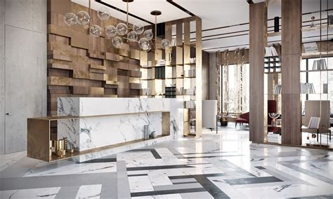 The entrance and lobby in the high-rise building. There are 2 options ...