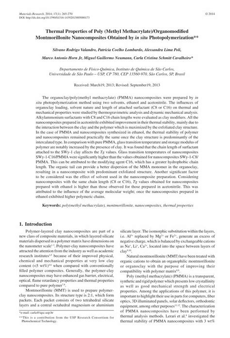 (PDF) Thermal Properties of Poly (Methyl Methacrylate ... Properties of ...