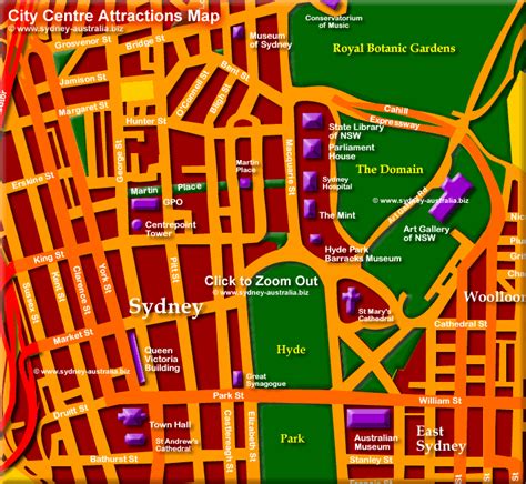 Sydney CBD Map showing City Central