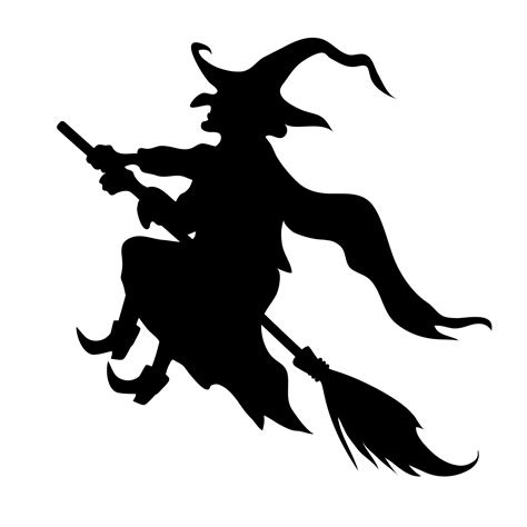 Silhouette of a witch flying on a broomstick. 4268935 Vector Art at ...