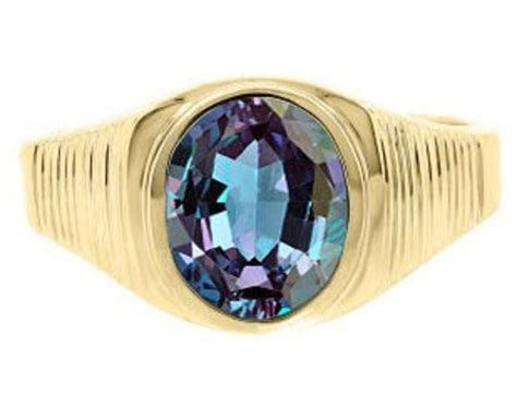 Alexandrite Ring, Men's Oval-cut Alexandrite Gemstone Simple Ring ...