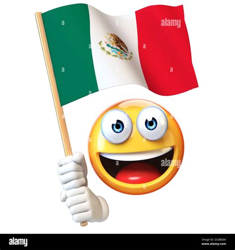 Emoji tenant le drapeau mexicain, émoticone agitant le drapeau national ...