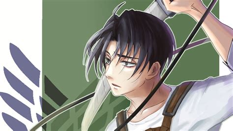 Attack On Titan Levi Ackerman With Sword With Green Background HD Anime ...