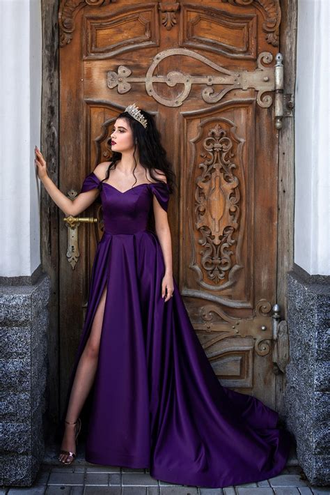 Purple satin Dress long | Dresses Images 2022