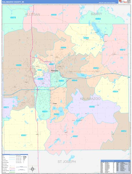 Kalamazoo County, MI Wall Map Color Cast Style by MarketMAPS - MapSales