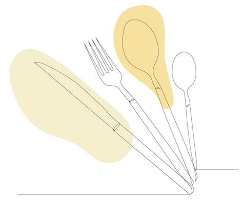 Premium Vector | Knife fork spoon one continuous line drawing vector