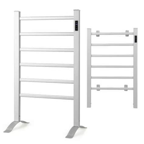 Freestanding Wall Mounted Towel Warmer 6-Bar Aluminum Heated Towel Rack ...