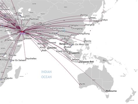 Qatar Airways route map - Asia and Australia