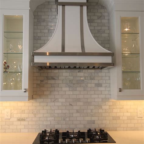 Custom range hood with stainless details. | Kitchen hood design ...