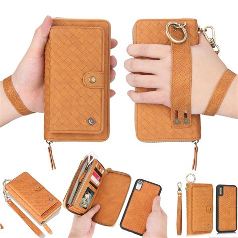 iPhone XR 6.1" Wallet Detachable Case, Dteck [Weave Style] Zipper Purse ...