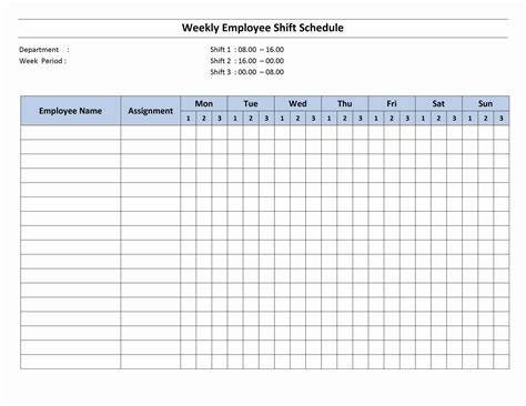 Employee Work Schedule Template Pdf - Weekly Work Schedule Template ...