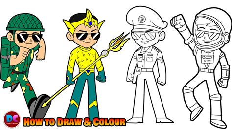 How to Draw and Colour Little Singham | Little Singham Coloring Pages ...