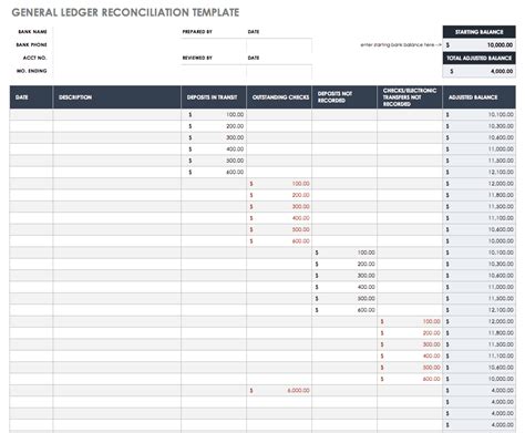 General Ledger Reconciliation Template Excel