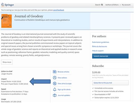 Locate Impact factors for Springer journals : Springer Nature Support