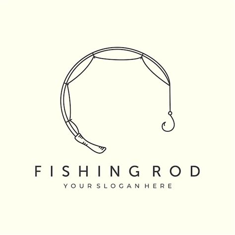 Premium Vector | Fishing rod with linear style logo vector illustration ...