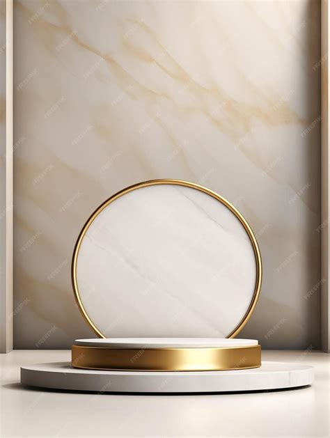 Premium AI Image | a gold mirror with a gold frame on a pedestal with a ...